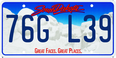 SD license plate 76GL39