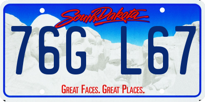 SD license plate 76GL67