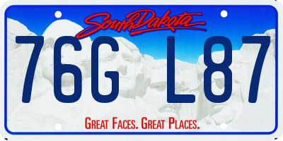SD license plate 76GL87