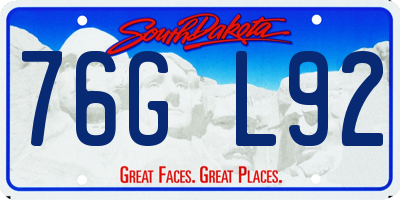 SD license plate 76GL92