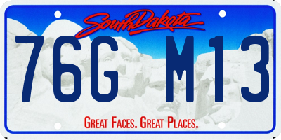 SD license plate 76GM13