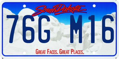 SD license plate 76GM16