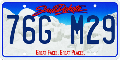 SD license plate 76GM29