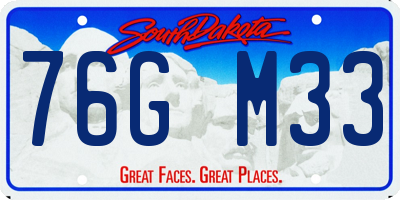 SD license plate 76GM33