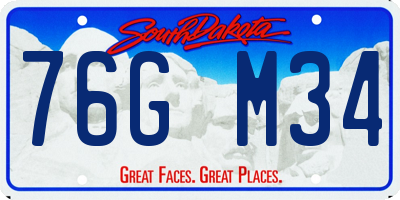 SD license plate 76GM34