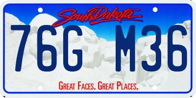 SD license plate 76GM36