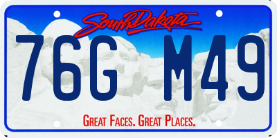 SD license plate 76GM49