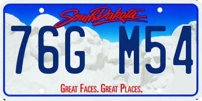 SD license plate 76GM54