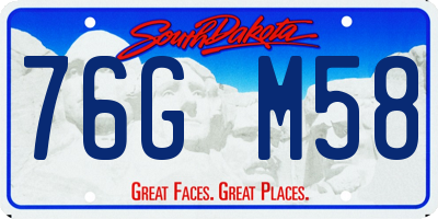 SD license plate 76GM58