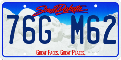 SD license plate 76GM62