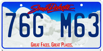 SD license plate 76GM63