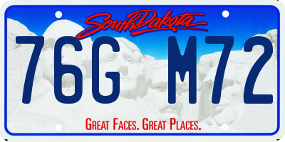 SD license plate 76GM72