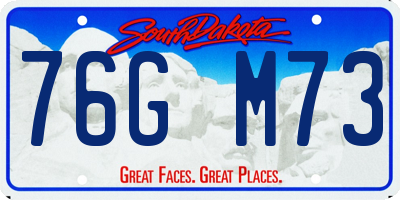SD license plate 76GM73