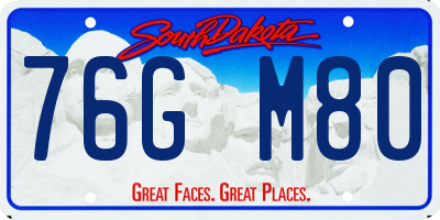 SD license plate 76GM80