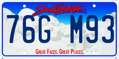 SD license plate 76GM93