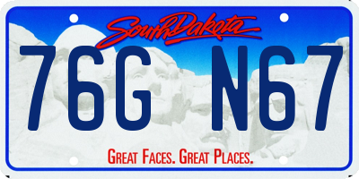 SD license plate 76GN67