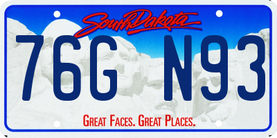 SD license plate 76GN93