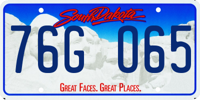 SD license plate 76GO65