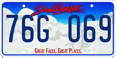 SD license plate 76GO69
