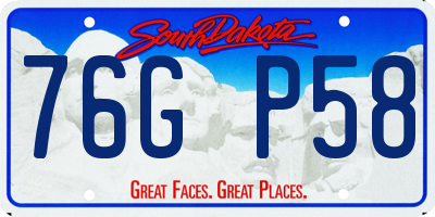 SD license plate 76GP58