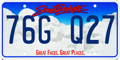SD license plate 76GQ27