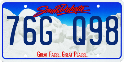 SD license plate 76GQ98
