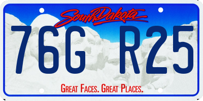 SD license plate 76GR25