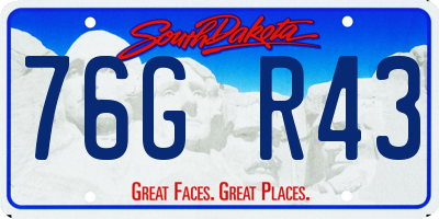 SD license plate 76GR43