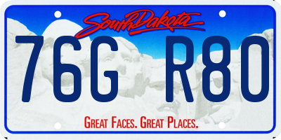 SD license plate 76GR80
