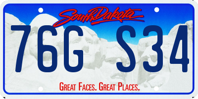 SD license plate 76GS34