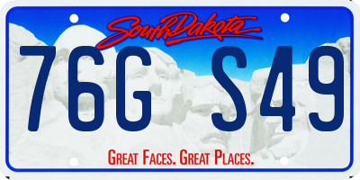 SD license plate 76GS49