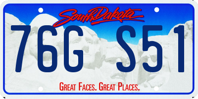 SD license plate 76GS51