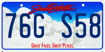 SD license plate 76GS58