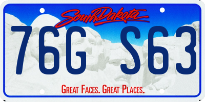 SD license plate 76GS63