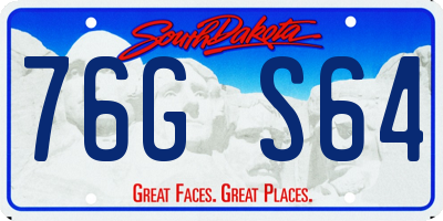 SD license plate 76GS64