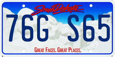SD license plate 76GS65