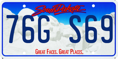 SD license plate 76GS69