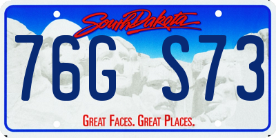 SD license plate 76GS73