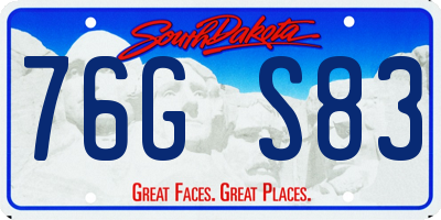 SD license plate 76GS83