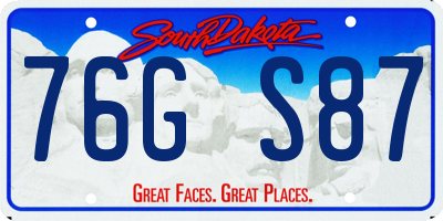 SD license plate 76GS87
