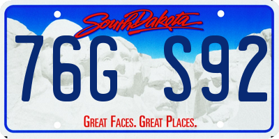 SD license plate 76GS92