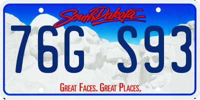 SD license plate 76GS93