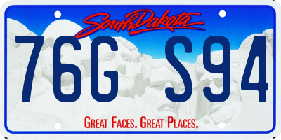 SD license plate 76GS94