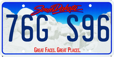 SD license plate 76GS96