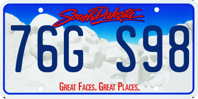 SD license plate 76GS98