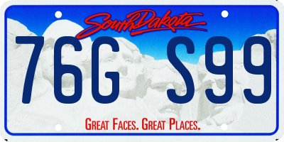 SD license plate 76GS99