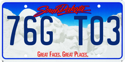 SD license plate 76GT03