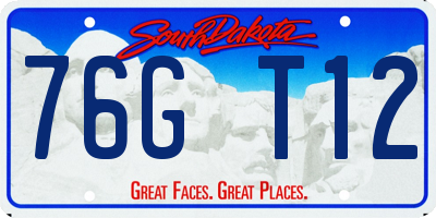 SD license plate 76GT12