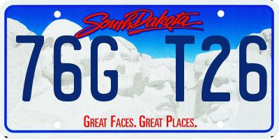 SD license plate 76GT26