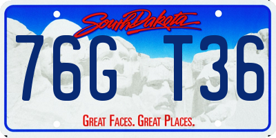 SD license plate 76GT36